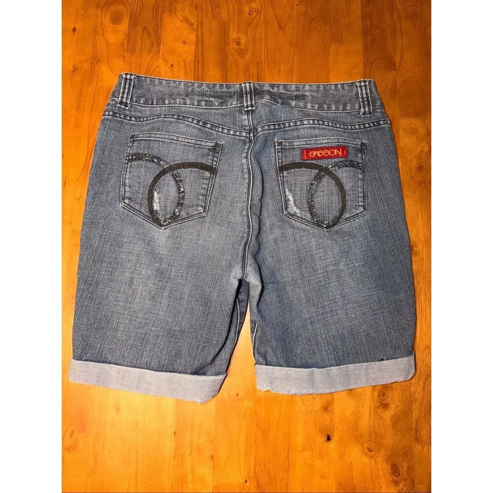 Vintage Sassoon‎  Hustle Jean Shorts Cuffed Decorative Design Size 10